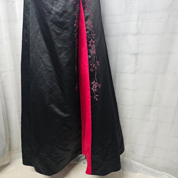 Vintage Kasia for Debut Y2K Black Satin Evening Gown Lace Up Beaded Maxi 22 - Picture 3 of 10